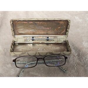 Coach Hilary Brown Mint Green Signature C Eyeglasses Frames Rectangular w Case